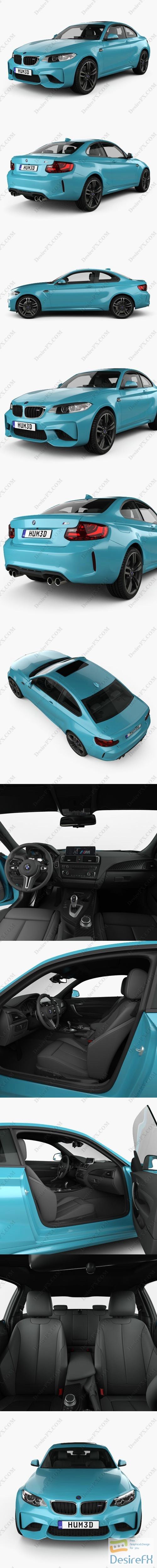 BMW M2 F87 coupe with HQ interior 2015 3D Model