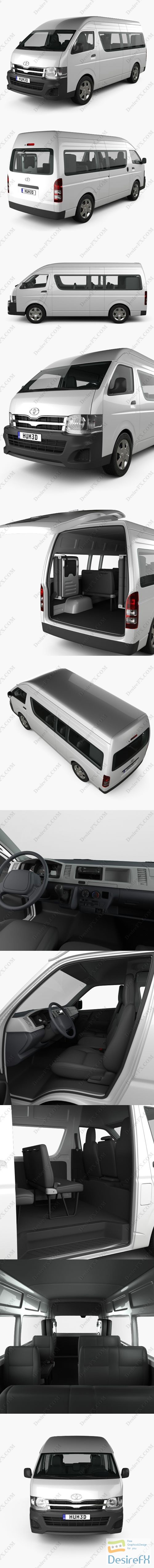 Toyota HiAce Super Long Wheel Base with HQ interior 2012 3D Model