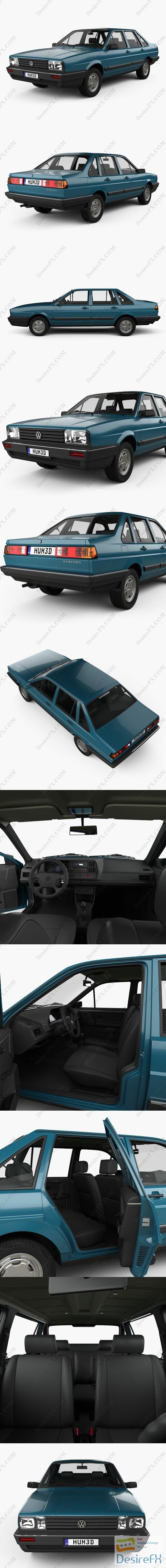 Volkswagen Santana CN-spec with HQ interior 1985 3D Model