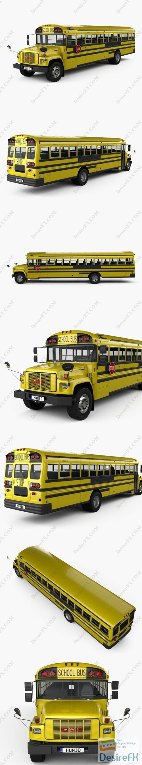 GMC B-Series School Bus 2000 3D Model