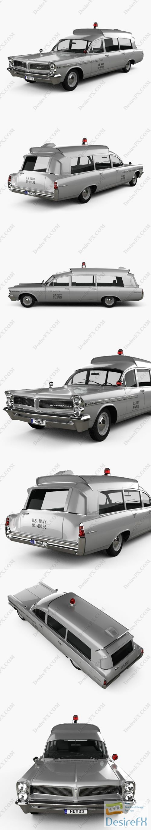 Pontiac Bonneville Station Wagon Ambulance Kennedy 1963 3D Model