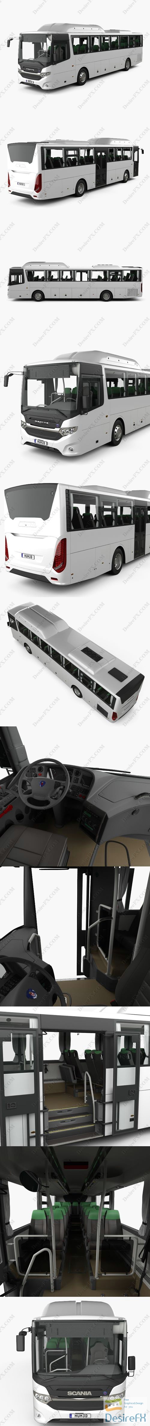Scania Interlink Bus with HQ interior 2015 3D Model