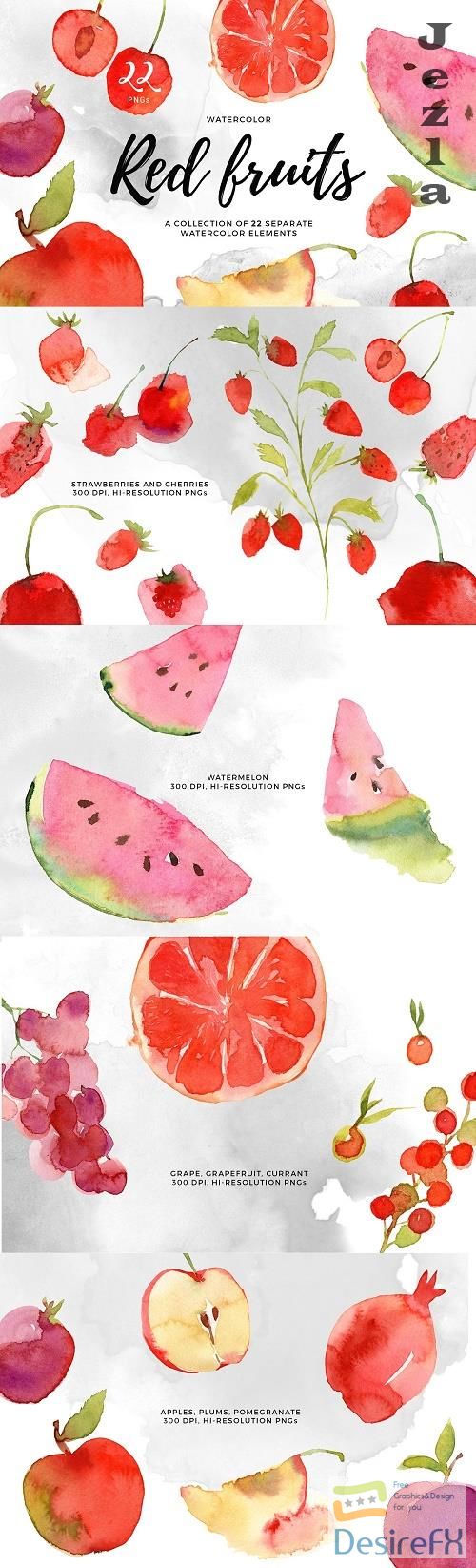 Hand Drawn Watercolor Red Fruits - 4030002