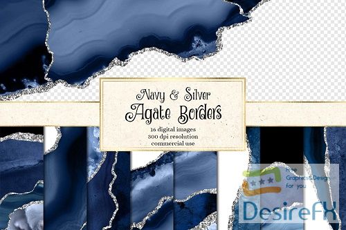 Navy & Silver Agate Borders - 4505389