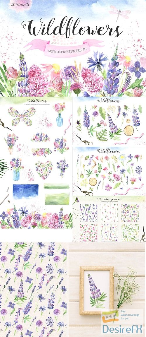 Watercolor Wildflowers Set - 3010606