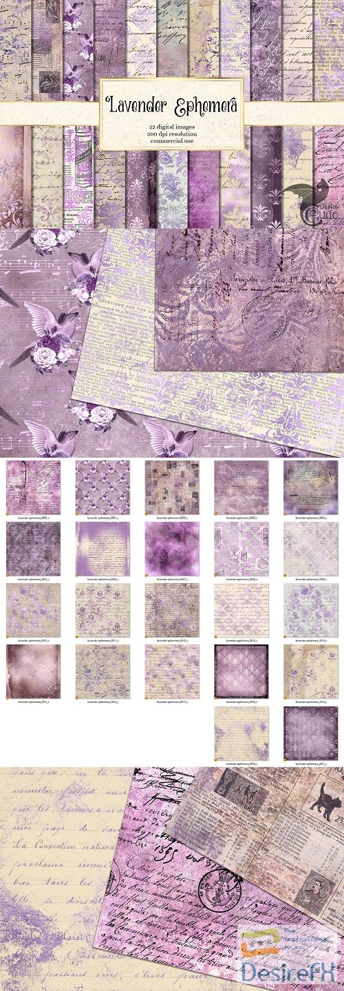 Lavender Ephemera Digital Paper - 2536081
