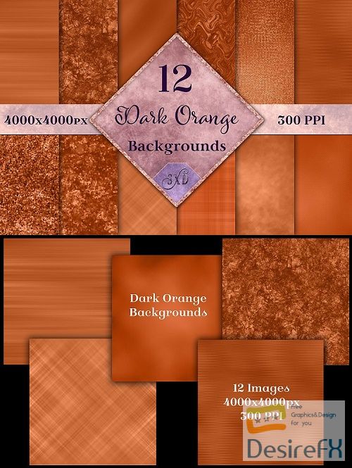 Dark Orange Backgrounds - 12 Image Textures Set - 517401