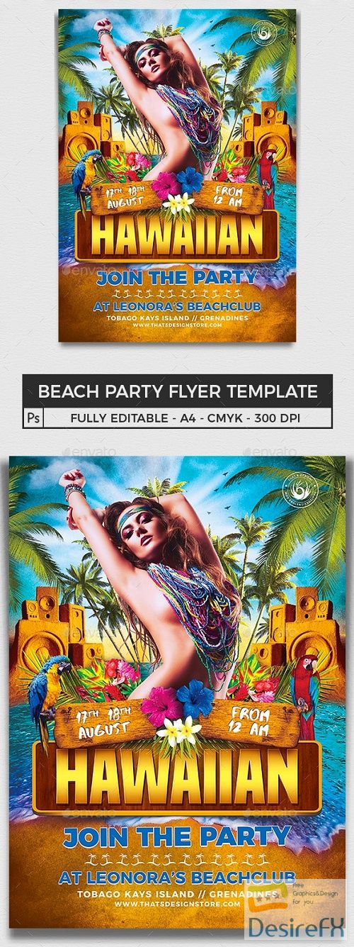 Beach Party Flyer Template V5 - 8146194 - 91220