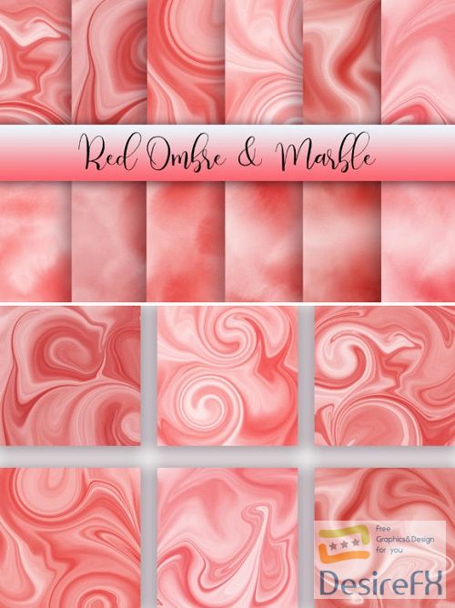 Red Ombre and Marble Background
