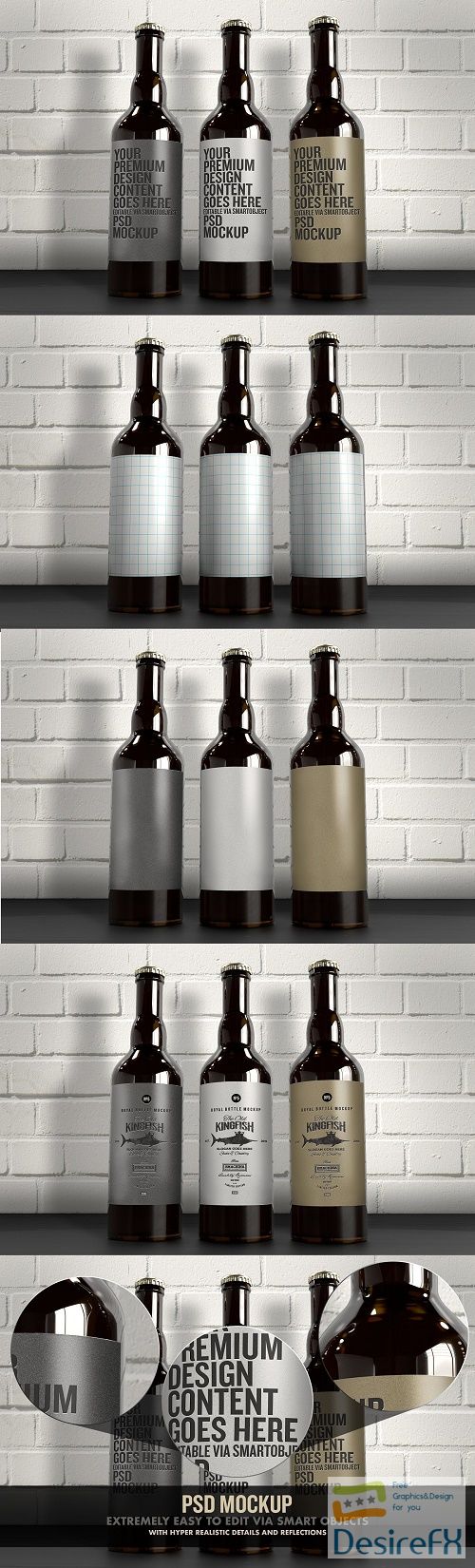 The 3 Beer Bottles Mockup - 4516634