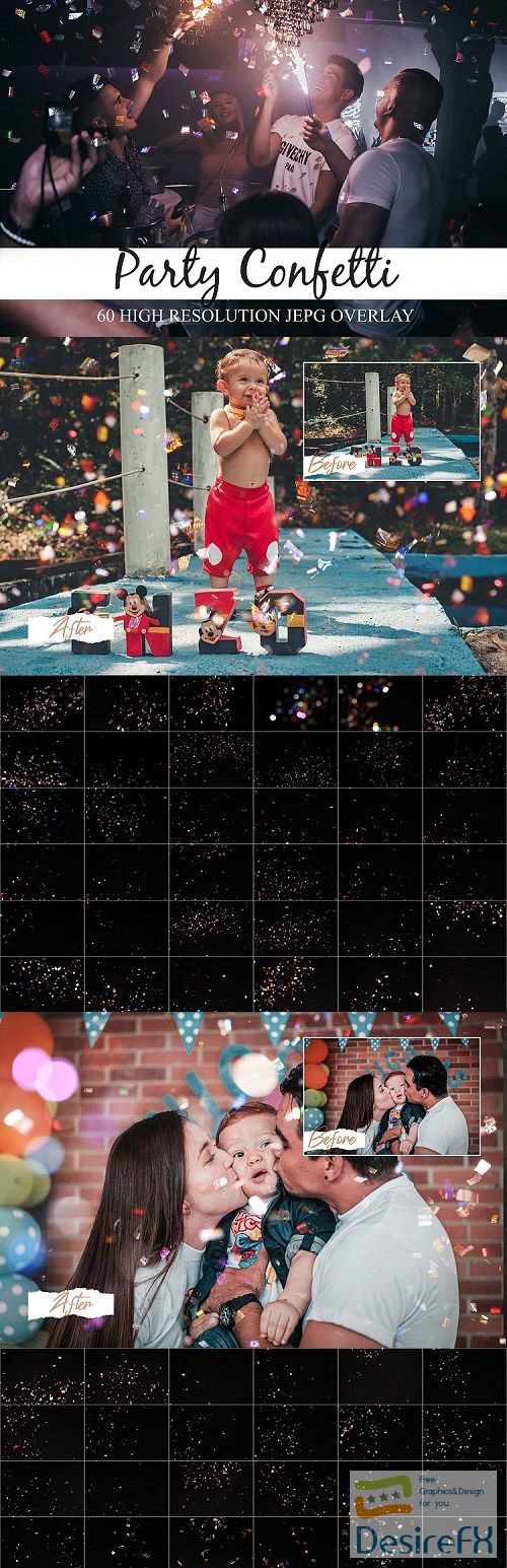 60 Party Confetti Overlays Realistic Falling Confetti - 516559