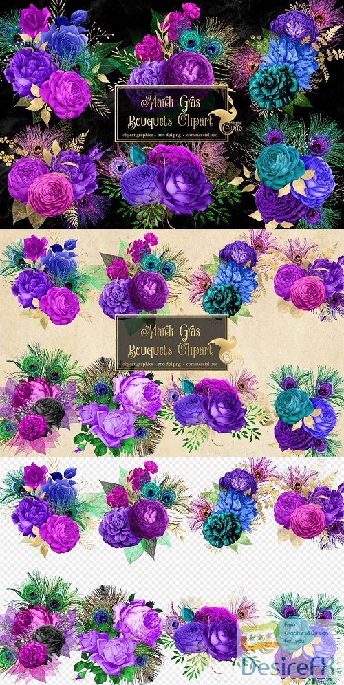 Mardi Gras Bouquets Clipart - 2197395