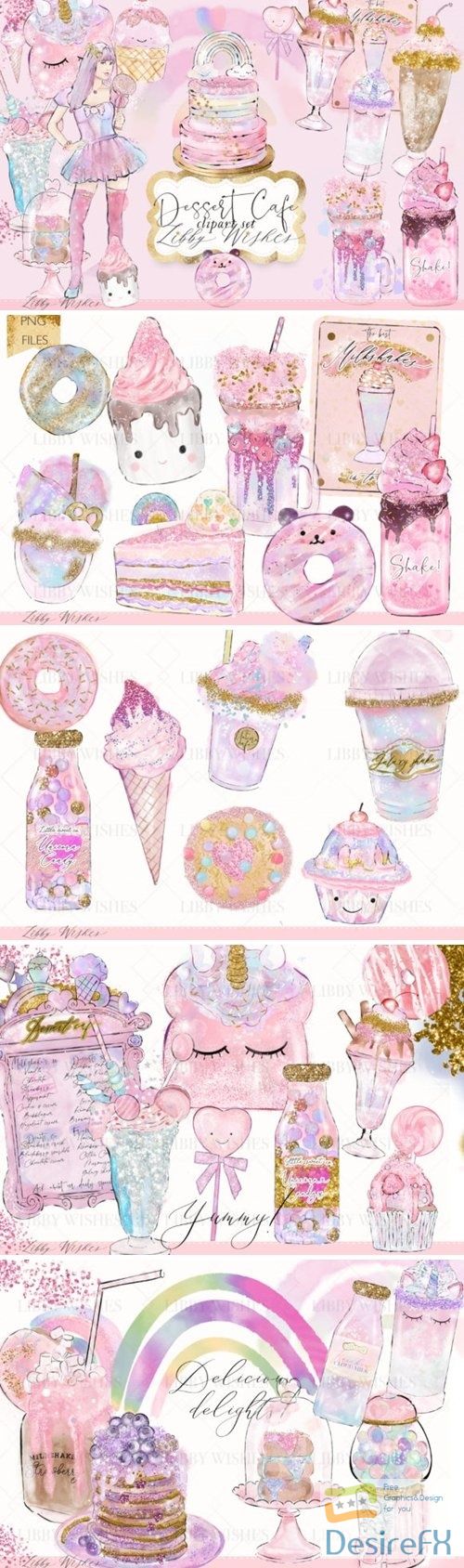 Sweet cafe Watercolour illustrations - 4637571