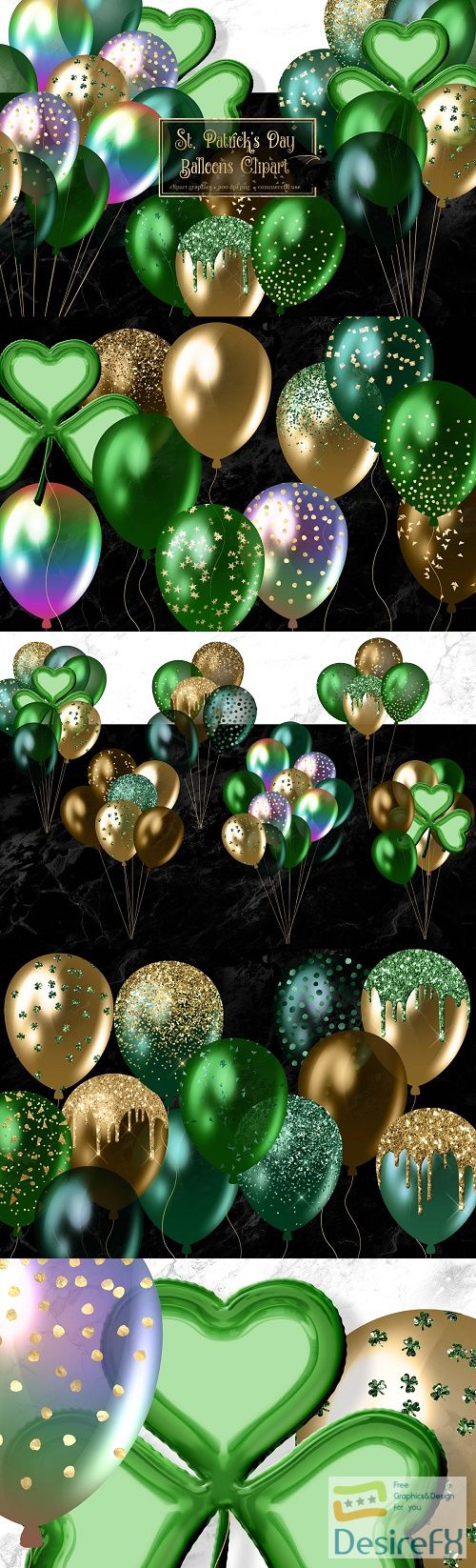 St Patrick's Day Balloons Clipart - 4459798
