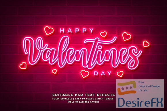 Happy Valentines Day Neon Text Effect