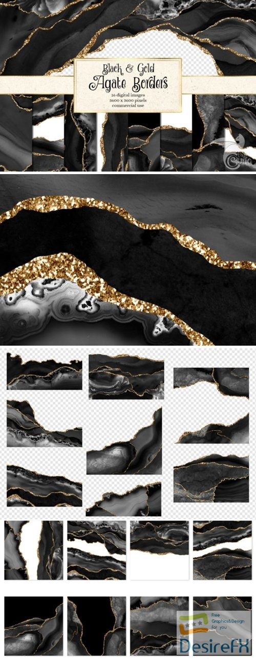 Black and Gold Agate Borders - 4575575