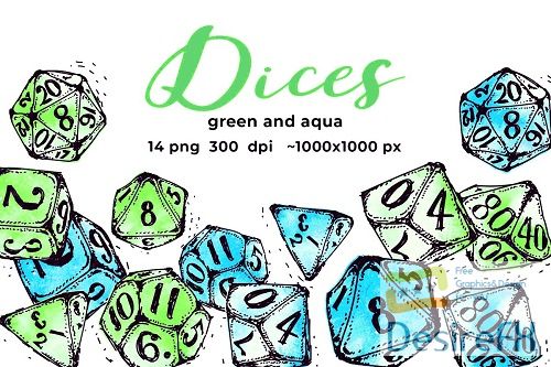 Green and aqua dices - 4698932