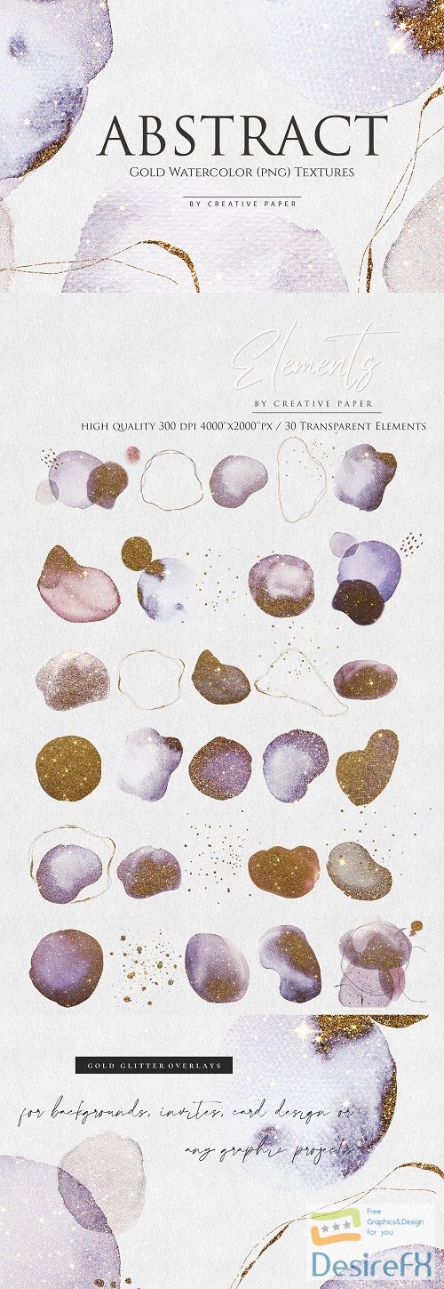Gold Watercolor Brushes (JPG-PNG) - 4536382