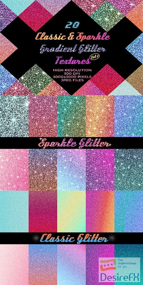 20 Classic &amp; Sparkle Gradient Glitter Textures Vol 2