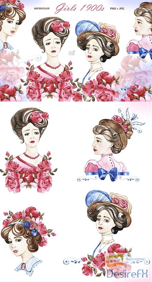 Vintage 1900s girls cliparts - 4728584