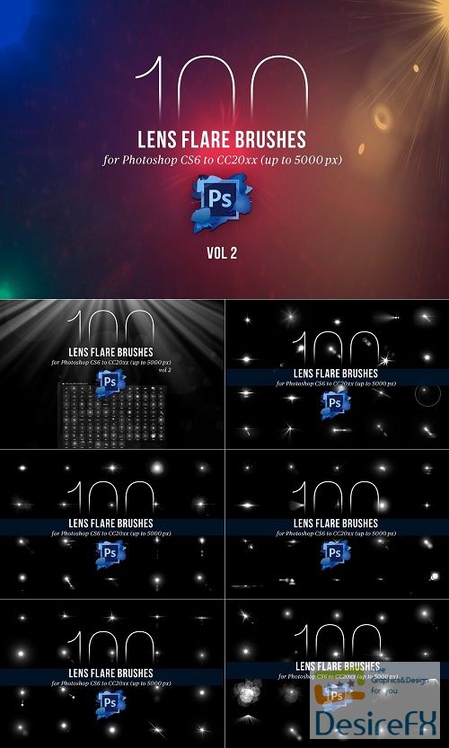 100 PS Lens Flares Brushes Vol 2 4443134