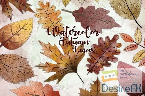 Watercolor Autumn Leaves. Orange and Yellow leaves - 361137