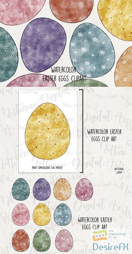 Watercolor Easter Eggs Clipart | Spring Clipart - 480917