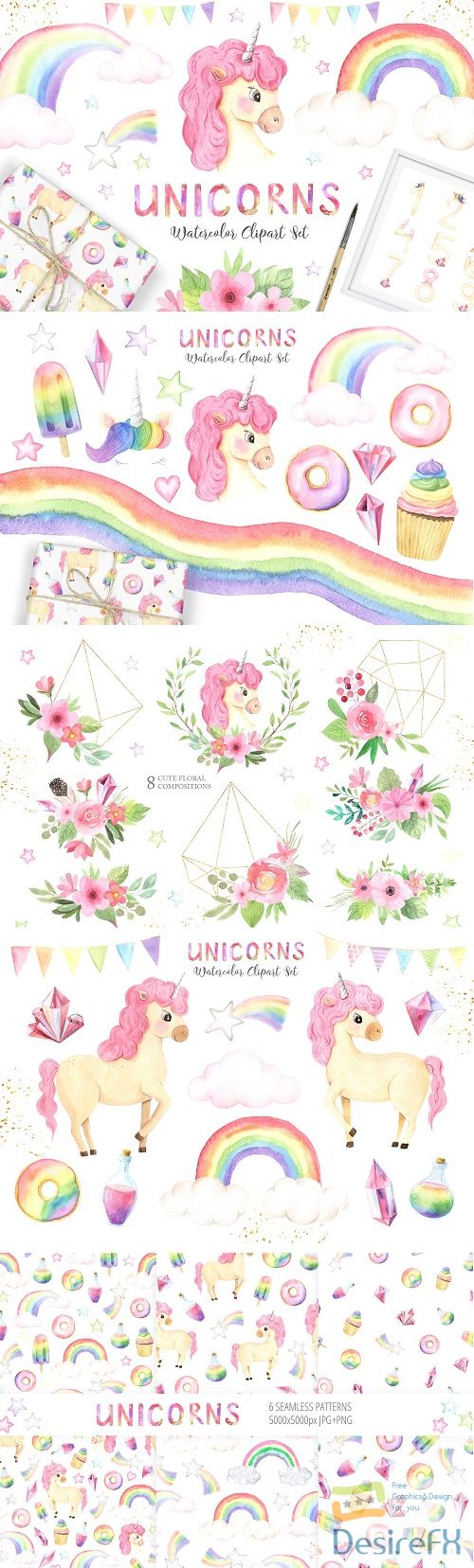 Watercolor Unicorns Set Vol.2 - 3721391
