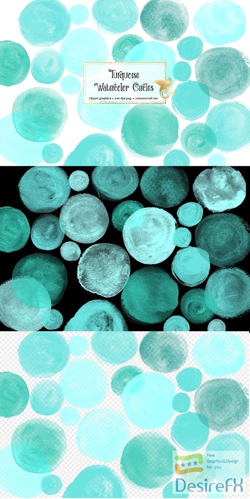 Turquoise Watercolor Circles - 4615717