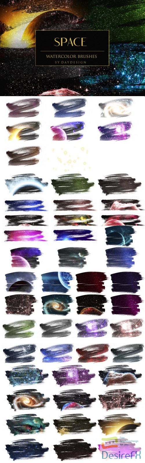 Space Watercolor Brush Strokes PNG