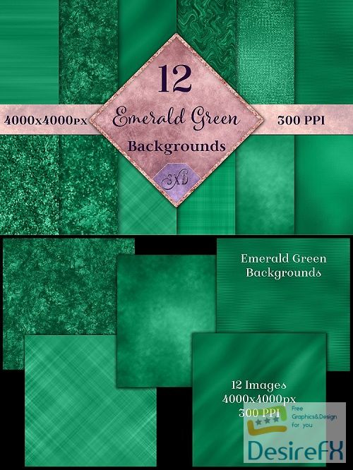 Emerald Green Backgrounds - 12 Image Textures Set - 517382