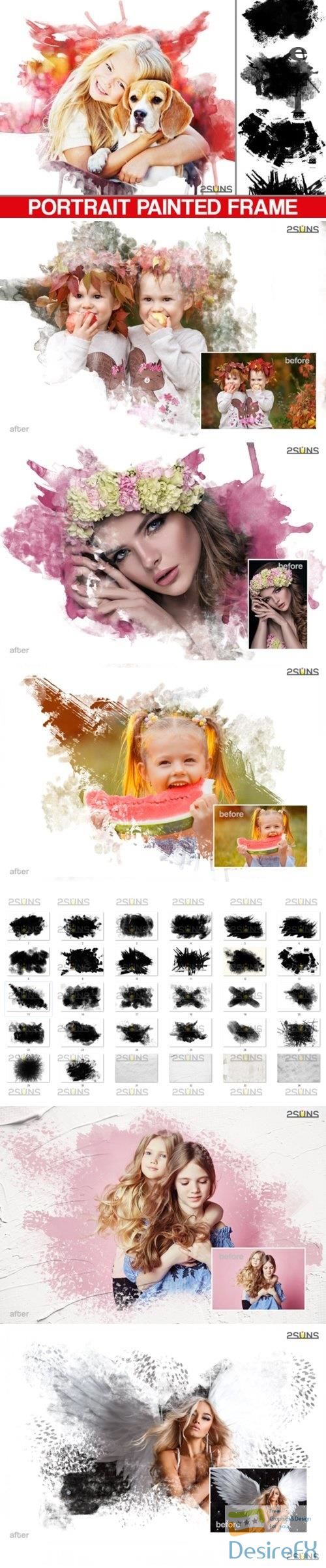 30 Beautiful portrait paint masks, photo frame, Photoshop overlay - 521253