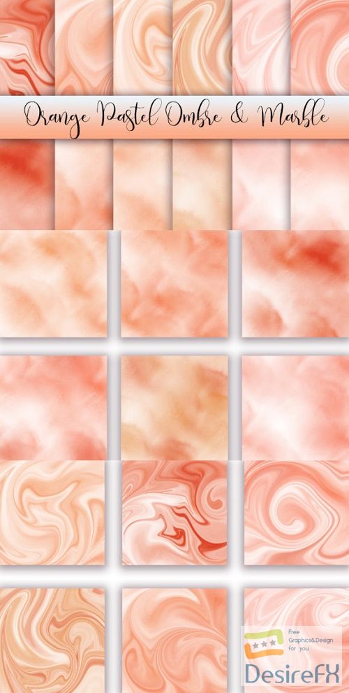 Orange Pastel Ombre and Marble