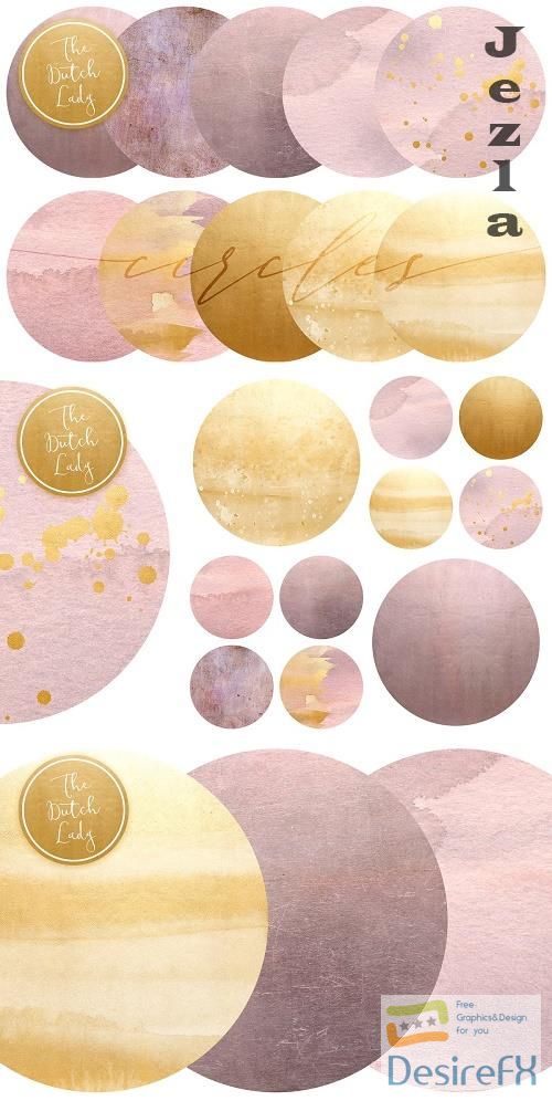 Blush &amp; Gold Circle Clipart Set - 4757902