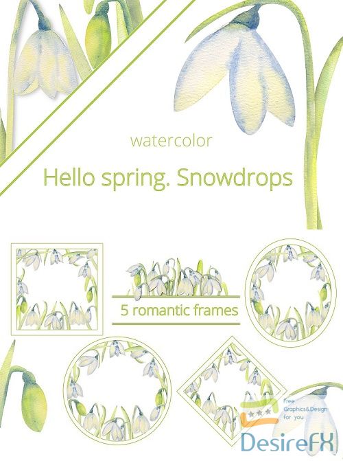 Hello, spring! Romantic frames with snowdrops - 483962
