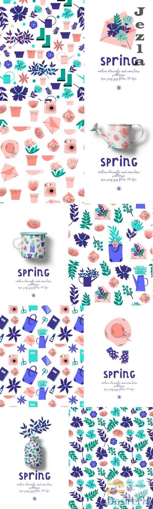 Spring - Seamless Patterns and Elements