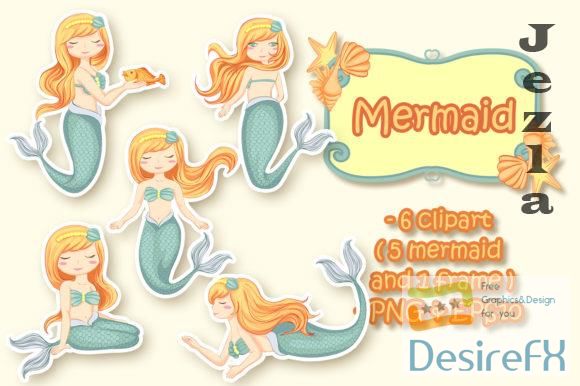 Set of Beautiful Mermaids Illustration