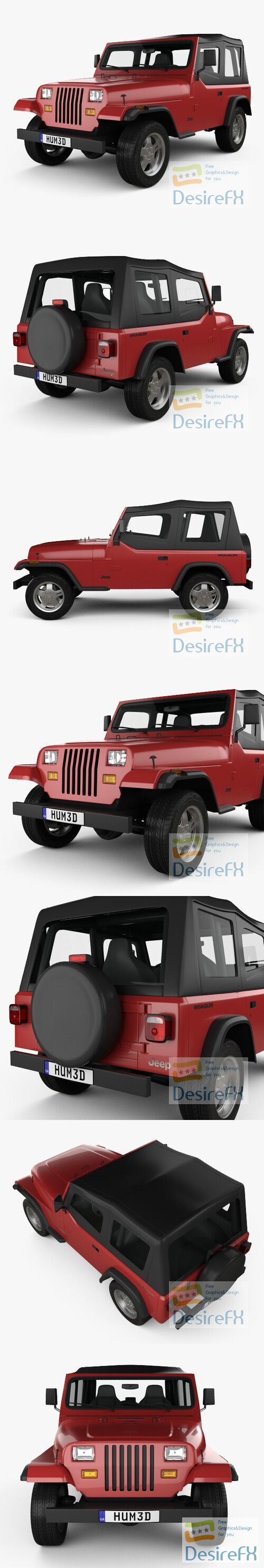 Jeep Wrangler YJ 1987 3D Model