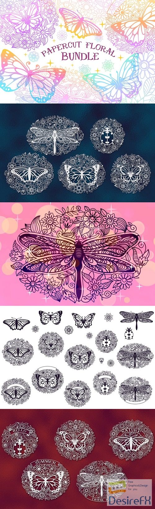Papercut Floral Bundle | 21 SVG cut files - 555944
