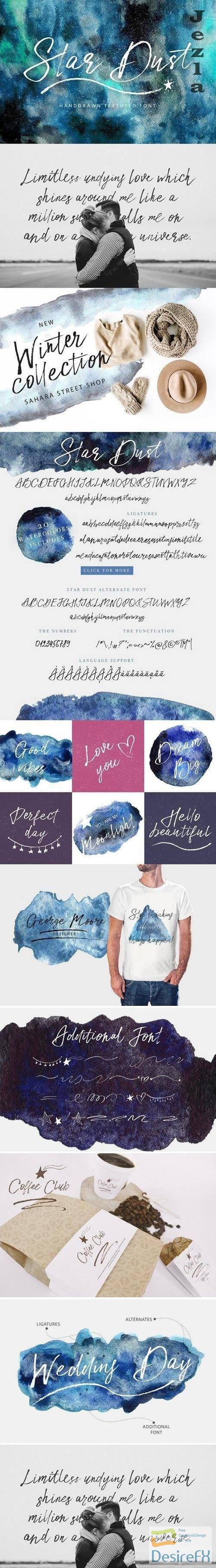 Star Dust Font &amp; watercolor textures  - 2005572