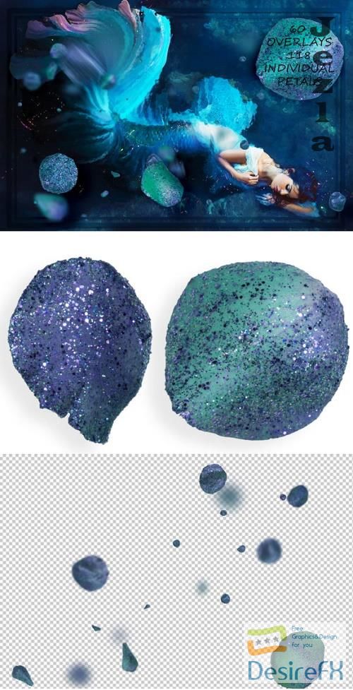 Glitter Mermaid Petals Overlays