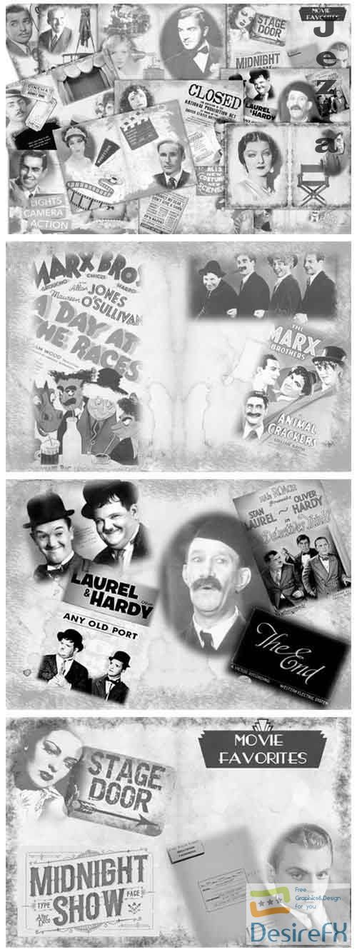 12 Black and White Movies Collage backgrounds  - 601958