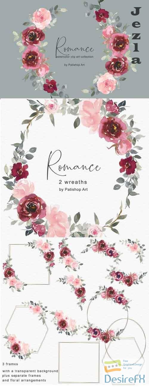 Watercolor Floral Frame &amp; Wreath Collection - 580715