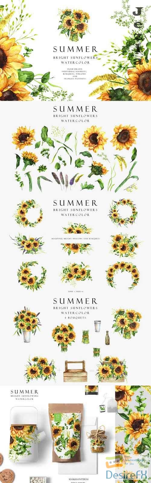 Set of summer bright sunflowers  - 580293