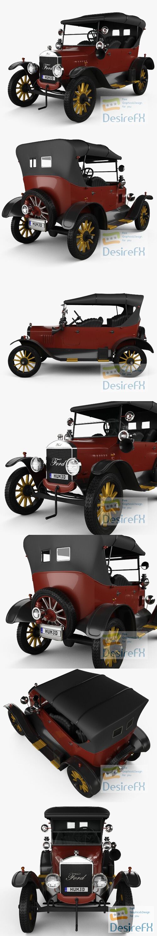 Ford Model T 4door Tourer 1924 3D Model