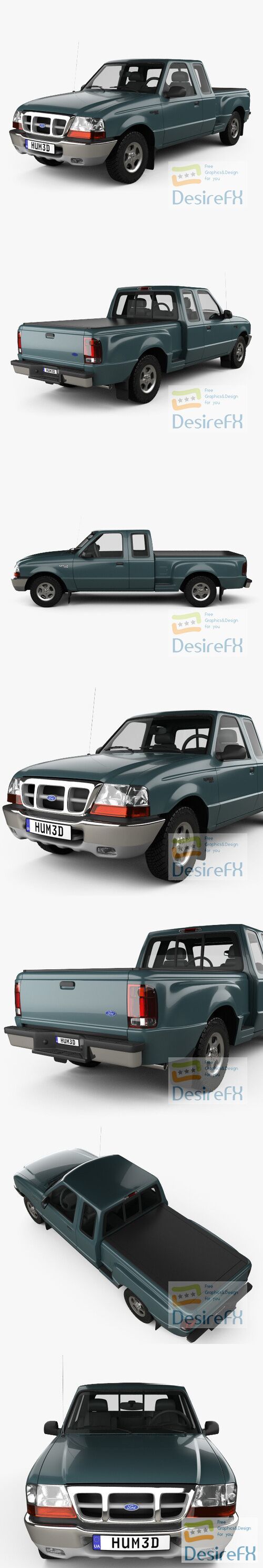 Ford Ranger Extended Cab Flare Side XLT 1998 3D Model