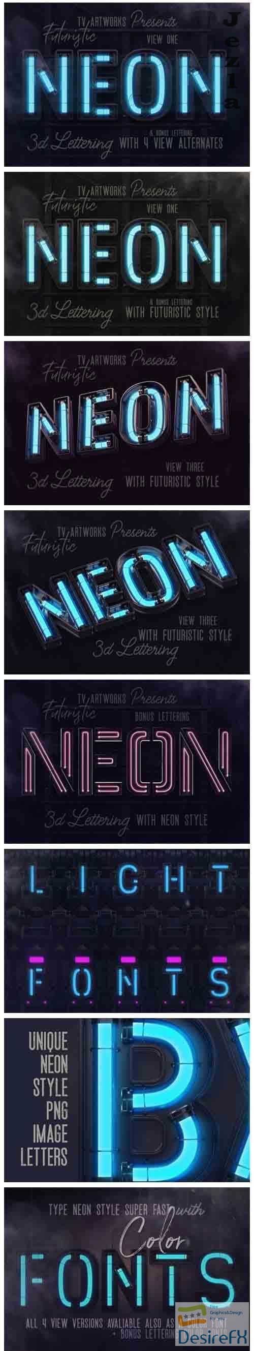 Futuristic Neon 3D Lettering - 4735978