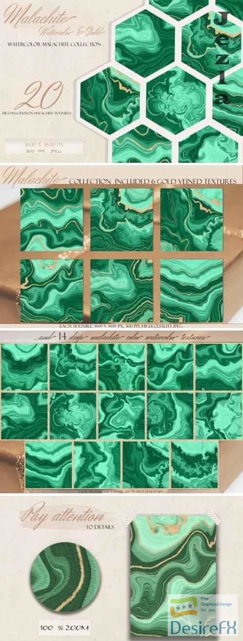 Green Malachite Geode &amp; Gold Backgrounds