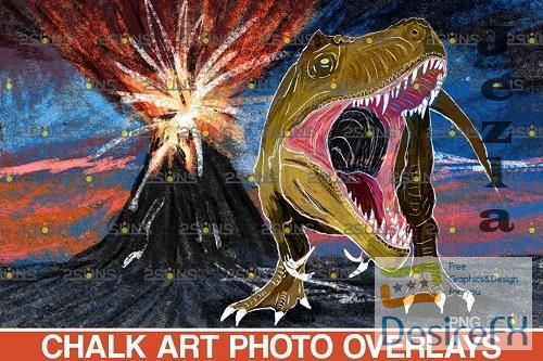 Dinosaurs Chalk art overlays, Dinosaur backdrop - 685589