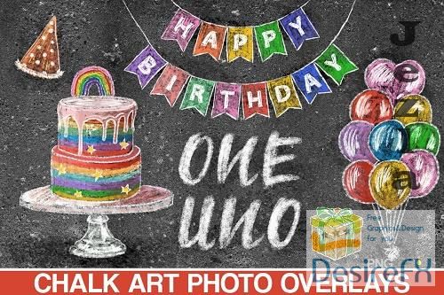Birthday chalk art overlays. Photoshop overlay - 685634